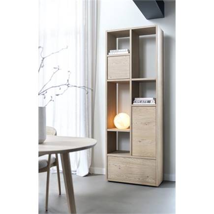 XOOON roomdivider 76 cm - 2-deuren + 1-lade + 5-niches Natural