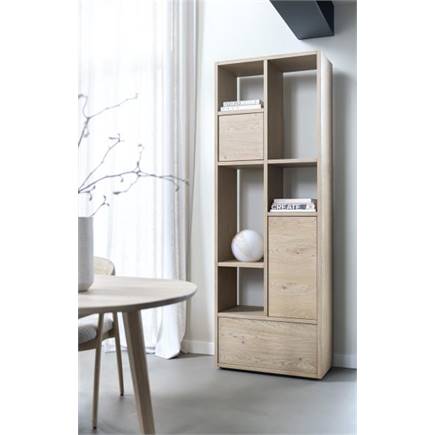 XOOON roomdivider 76 cm - 2-deuren + 1-lade + 5-niches Natural