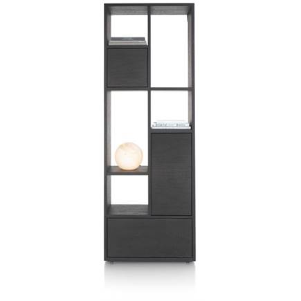 XOOON roomdivider 76 cm - 2-deuren + 1-lade + 5-niches Onyx