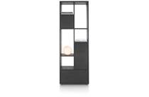 XOOON LUGANA bergkast roomdivider 76 cm - 2-deuren + 1-lade + 5-niches Onyx