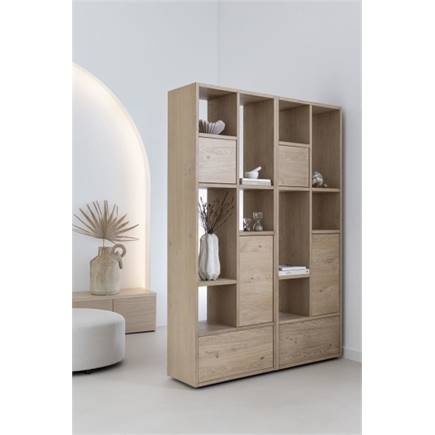 XOOON roomdivider 150 cm - 4-deuren + 1-lade + 8-niches Natural