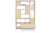 XOOON LUGANA bergkast roomdivider 150 cm - 4-deuren + 1-lade + 8-niches Natural