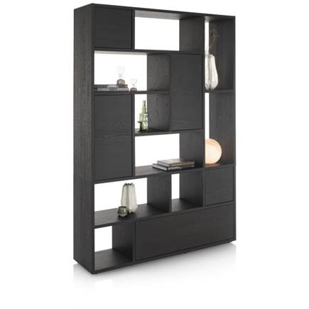 XOOON roomdivider 150 cm - 4-deuren + 1-lade + 8-niches Onyx