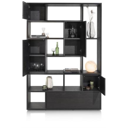 XOOON roomdivider 150 cm - 4-deuren + 1-lade + 8-niches Onyx