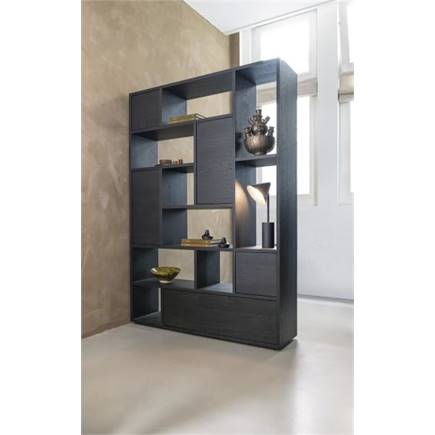 XOOON roomdivider 150 cm - 4-deuren + 1-lade + 8-niches Onyx