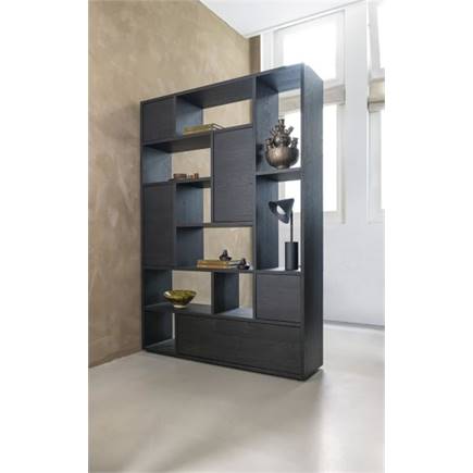 XOOON roomdivider 150 cm - 4-deuren + 1-lade + 8-niches Onyx