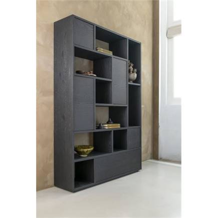 XOOON roomdivider 150 cm - 4-deuren + 1-lade + 8-niches Onyx