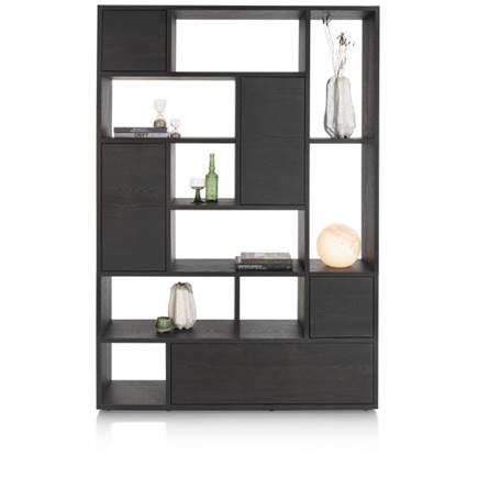 XOOON roomdivider 150 cm - 4-deuren + 1-lade + 8-niches Onyx