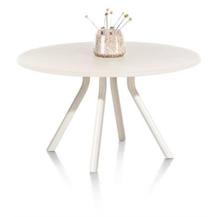 XOOON eetkamertafel rond 140 cm. - stone-skin - centrale poot kort Nebbia