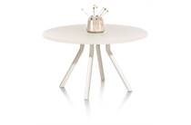 XOOON LUND ronde tafel eetkamertafel rond 140 cm. - stone-skin - centrale poot kort Nebbia