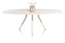 XOOON LUND ronde tafel eetkamertafel ovaal 240 x 120 cm. - stone-skin - centrale poot lang Nebbia