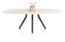 XOOON LUND ronde tafel eetkamertafel ovaal 240 x 120 cm. - stone-skin - centrale poot lang Zwart Nebbia