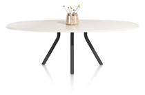 XOOON LUND ronde tafel eetkamertafel ovaal 240 x 120 cm. - stone-skin - centrale poot lang Zwart Nebbia