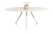 XOOON LUND ronde tafel eetkamertafel ovaal 210 x 120 cm. - stone-skin - centrale poot lang Nebbia