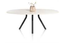 XOOON LUND ronde tafel eetkamertafel ovaal 210 x 120 cm. - stone-skin - centrale poot lang Zwart Nebbia