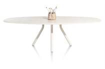 XOOON LUND ronde tafel eetkamertafel ovaal 270 x 120 cm. - stone-skin - centrale poot lang Nebbia