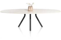 XOOON LUND ronde tafel eetkamertafel ovaal 270 x 120 cm. - stone-skin - centrale poot lang Zwart Nebbia