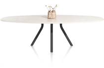 XOOON LUND ronde tafel eetkamertafel ovaal 270 x 120 cm. - stone-skin - centrale poot lang Zwart Nebbia