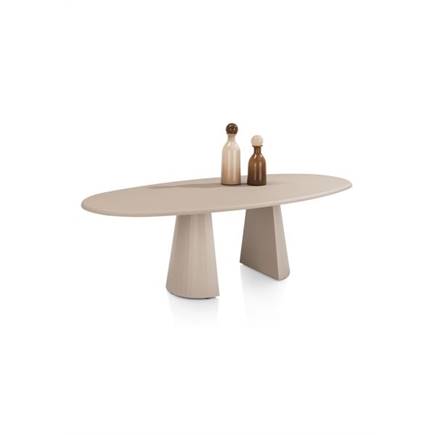 XOOON eetkamertafel ovaal 240 x 120 cm. - stone-skin - cone poot Desert