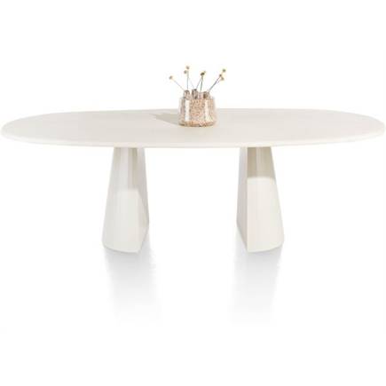 XOOON eetkamertafel ovaal 240 x 120 cm. - stone-skin - cone poot Nebbia