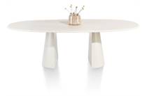 XOOON eetkamertafel ovaal 240 x 120 cm. - stone-skin - cone poot Nebbia ronde tafel