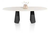 XOOON LUND ronde tafel eetkamertafel ovaal 240 x 120 cm. - stone-skin - cone poot Zwart Nebbia