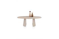 XOOON LUND ronde tafel eetkamertafel ovaal 210 x 120 cm. - stone-skin - cone poot Desert