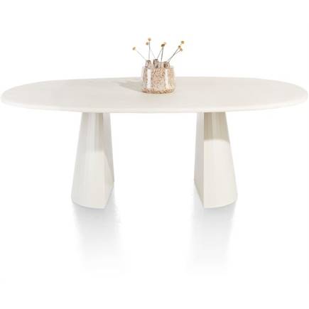 XOOON eetkamertafel ovaal 210 x 120 cm. - stone-skin - cone poot Nebbia