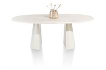 XOOON eetkamertafel ovaal 210 x 120 cm. - stone-skin - cone poot Nebbia ronde tafel