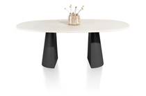 XOOON LUND ronde tafel eetkamertafel ovaal 210 x 120 cm. - stone-skin - cone poot Zwart Nebbia