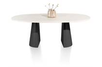 XOOON LUND ronde tafel eetkamertafel ovaal 210 x 120 cm. - stone-skin - cone poot Zwart Nebbia