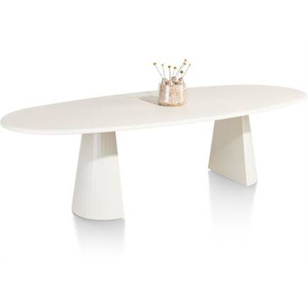 XOOON eetkamertafel ovaal 270 x 120 cm. - stone-skin - cone poot Nebbia