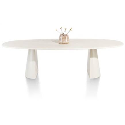 XOOON eetkamertafel ovaal 270 x 120 cm. - stone-skin - cone poot Nebbia