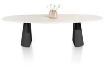 XOOON LUND ronde tafel eetkamertafel ovaal 270 x 120 cm. - stone-skin - cone poot Zwart Nebbia