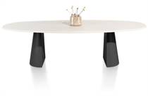 XOOON eetkamertafel ovaal 270 x 120 cm. - stone-skin - cone poot Zwart Nebbia ronde tafel