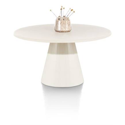 XOOON eetkamertafel rond 140 cm. - stone-skin - cone poot Nebbia