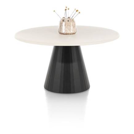 XOOON eetkamertafel rond 140 cm. - stone-skin - cone poot Zwart Nebbia