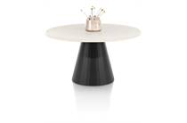 XOOON eetkamertafel rond 140 cm. - stone-skin - cone poot Zwart Nebbia ronde tafel