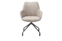 XOOON MATS eetkamer fauteuil aluminium frame wielen grafiet - stof Luton crème Koper