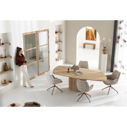 XOOON aluminium frame 4-poots - draaibaar grafiet - stof Luton Creme