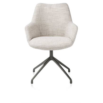 XOOON aluminium frame 4-poots - draaibaar grafiet - stof Luton Creme