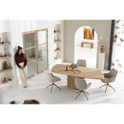 XOOON aluminium frame 4-poots - draaibaar grafiet - stof Luton Koper