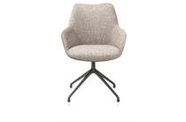 XOOON MATS eetkamer fauteuil aluminium frame 4-poots - draaibaar grafiet - combi Pala cognac + Luton koper
