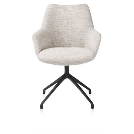 XOOON aluminium frame 4-poots - draaibaar rough off black - stof Luton Creme