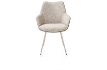 XOOON MATS eetkamer fauteuil 4-poots - creme - combi Pala cognac + Luton koper
