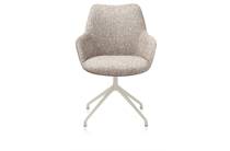 XOOON MATS eetkamer fauteuil aluminium frame 4-poots - draaibaar creme - Pala cognac + Luton koper