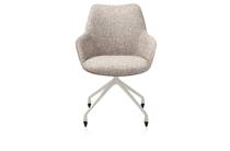 XOOON MATS eetkamer fauteuil aluminium frame wielen creme - combi Pala cognac + Luton koper