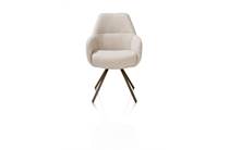 XOOON MAVIS eetkamer fauteuil met draaifunctie, incl. pocket, stof Cloudy, frame steel brown Beige