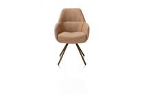 XOOON MAVIS eetkamer fauteuil met draaifunctie, incl. pocket, stof Cloudy, frame steel brown Okergeel
