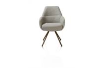 XOOON MAVIS eetkamer fauteuil met draaifunctie, incl. pocket, stof Cloudy, frame steel brown Olijf